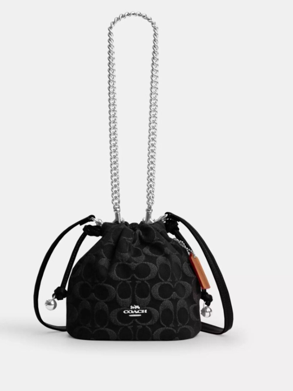 Coach Faye Mini Drawstring Bag In Signature Denim CCZ45 denim/Silver/Black